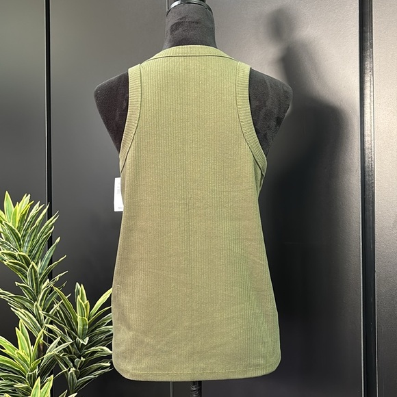 Gap Rib Knit, round high neck tank top,base layer,olive green - Picture 4 of 10